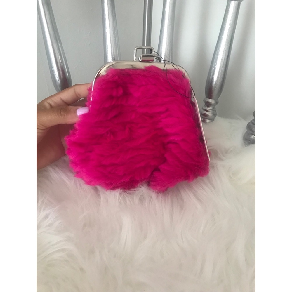 Pink fur clutch